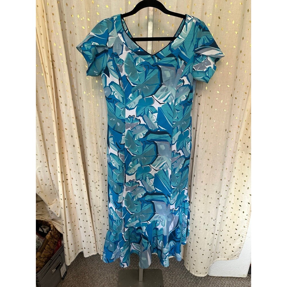 NWOT Cintas Hawaiian Poipu Point Flutter Cap Sleeves Midi Dress Mu'umu'u 6